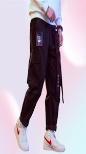Coursemys Hip Hop Streetwear Cargo Pants Men Women Ribbon ricamo giapponese harajuku joggers pantaloni harem casual maschio 216435208