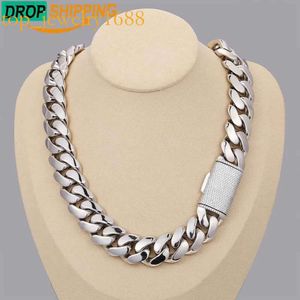 Dropshipping Hip Hop Jewelry 20mm Sterling Sier Vvs Moissanite Iced Out Box Clasp Miami Cuban Link Chain Necklace for Men