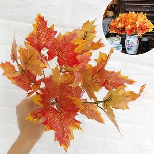 Decorative Flowers Artificial Red Home Garden Wall Simulation Leaves Plants Bouquet Wedding Autumn Decorations