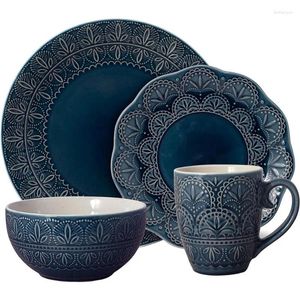 Piatti Pfaltzgraff Havana Set di stoviglie (16 pezzi) Piatti blu e set Ceramica