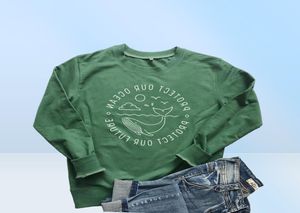 Protect Our Ocean Protect Our Future Sweatshirt Save Whale Slogan Women Clothing Cleanup Beach Jumper Casual Shirts Drop15128808