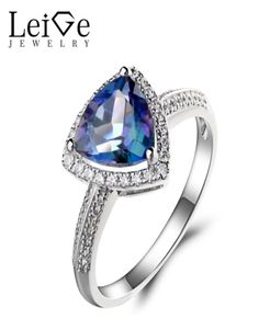 2021 Nya Leige Jewelry Neptune Garden Topaz Ring Wedding Ring Trillion Cut Blue Gemstone S925 Silver November Birthstone för Her1608941