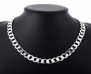 12 mm Curb Chain Necklace For Men Silver 925 Halsband Chain Choker Man Fashion Many Jewelry Wide Collar Torque Colar3380615