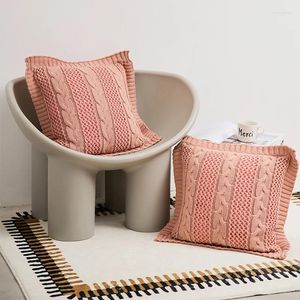 Pillow Soft Solid Cover Knit Pink Ivory Grey Green Crocheting Case 45cmx45cm Home Decoration For Living Room Bed