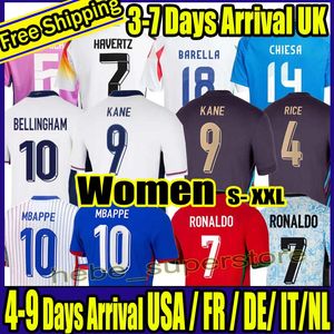 Mulheres 2024 Camisa de futebol Eurocup Inglaterra Bellingham Kane Rice Grealish Portugal Ronaldo Bernardo Mbappe Itália Baggio Chiesa Kroos Muller Jerseys de futebol