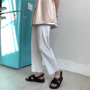 Męskie spodnie Summer Casual Men Fashion Solid Kolor jedwabny japońskie streetwear koreańskie luźne proste spodnie męskie spodnie
