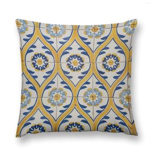 Pillow Painted Patterns - Azulejo Tiles In Blue And Yellow Throw Elastic Cover For Sofa Pillowcases Covers