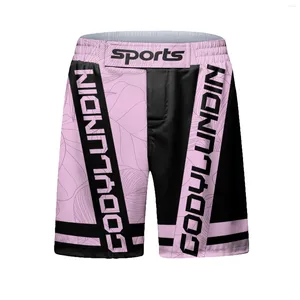 Męskie spodenki spersonalizowane różowe chwytanie zapaśnicze MMA wydrukowane sporty do kickboxingu elastycznych dresów talii