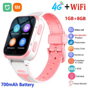 Uhren Xiaomi Mijia Kinder 4G+WiFi Smart Watch Children Videoanruf SOS GPS+LBS+GSENSOR STOCATION STACKER NANO SIM CARD KID Smartwatch