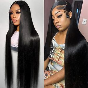 Transparent 360 Full Lace Wig Pre Plucked 30 36Inch Brazilian Bone Straight 13x6 13x4 Lace Front Human Hair Wigs for Black Women