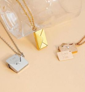 Corre as correntes colar de medalhas de envelope com aço inoxidável cor de ouro prata amor seu pingente secreto de mensagens para mãe039s dia presente9965393