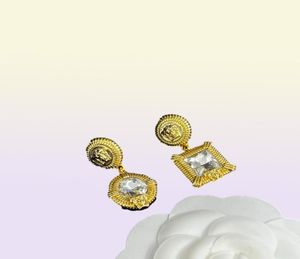 Fashion Basilisk Square Crystal Pendants kvinnors armband halsband stud örhänge set mässing 18k guld plätering damer designer smycken ve-8n19792921