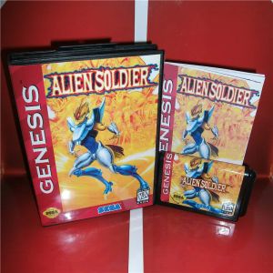 Accessories Alien Soldier US Cover with Box and Manual for MegaDrive Video Game Console 16 bit MD card