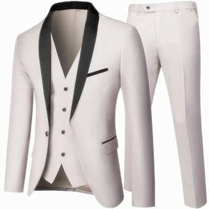 Men's Suits Blazers 2023 Fashion New Mens Boutique Business Wedding Groom Suit 3 Pcs Set / Male Slim Fit Plus Size Dress Blazers Jacket Pants Vest