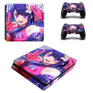 Klistermärken anime söt tjej oshi no ko ps4 smal hud klistermärke dekal täckning för konsol och kontroller PS4 smal hud vinyl