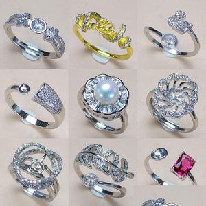 Configurações de jóias Novos acessórios de anel de pérolas 925 SIER 10 Estilos para mulheres anéis de montagem Tamanho ajustável Entrega de gotas de presente DIY DHLXT