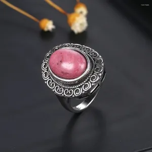 Cluster Rings Vintage Natural Rhodochrosite 925 Sterling Silver Jewelry Women's Fine Tiger Eye Gift Finger Ring Wholesale