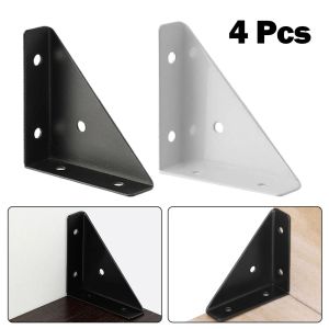 4Pcs Corner Brackets Aluminum Profile Connector For Cupboard Cabinet Angle Corner Brackets Joining Support Protector White-BlacK