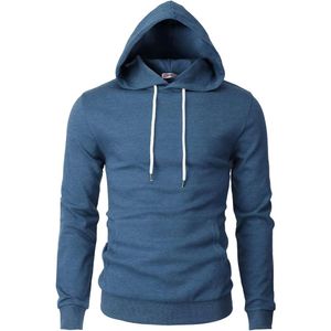 H2H Mens Pullover Hoodie Lightweight Long sleeved Kangaroo Pocket Slim Fit Basic Casual Sports Shirt