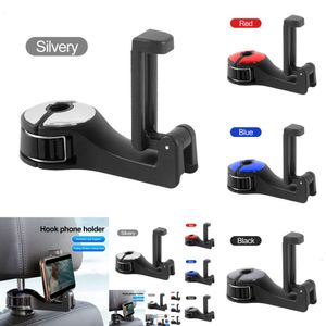 New 2024 Auto Electronics 2 In 1 Car Headrest Hook With Phone Holder Car Seat Back Hanger Portable Storage Hook Phone Holder Auto Fastener Clip