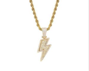 Lced Out Bling Light Pendant Necklace With Rope Chain Copper Material Cubic Zircon Men Hip Hop Jewelry locket necklaces for women2032246