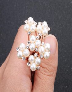 Rose Gold 6PCSlot Wedding Accessories Bridal Pearl Hairpins Flower Crystal Pearl Rhinestone Hair Pins Clips Bridesmaid Women Hair3890872