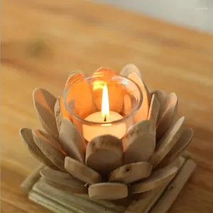 Kerzenhalter Driftwood Lotus Candlestick Ornamente Geschenke Kunsthandwerk Holzhandwerk kreative Heimdekoration