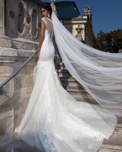 Véus de noiva elegantes com borda cortada Catedral Comprimento3m5m 10m Super Long Tier Tulle Whiteivory vendendo véus de casamento F115854527