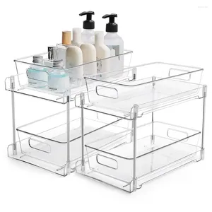 Bord Mattor 2 Tier Cabinet Storage Container Multipurpose Transparent Space Saving for Kitchen Pantry Office Desktop