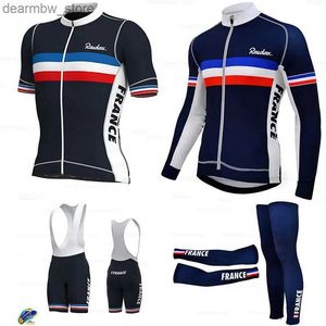 Rowerowe koszulki Zestawy France Retro Cycling Clothing 2022 Man Summer Szybki suchy rowerowa koszulka Krótki zestaw Breathab Triathlon Mountain Bike Ubrania L48