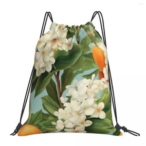 Backpack Retro Retro Floral Patternd- Blossoms de laranjeira e folhagem bolsas esportivas portáteis para homem