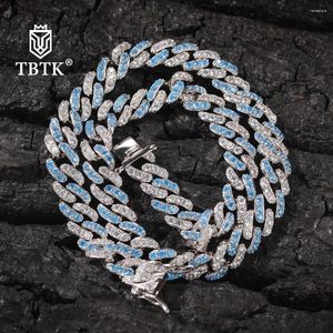 Catene TBTK Baby Blue Cuban Chain 9mm per Wowen e uomini Prong Miami Link Bling Necklace Fashion Rock Punk Hip Hop Gioielli regalo