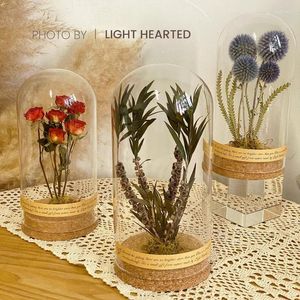 Decorative Figurines Eternal Flower Dried Sunflower Herbarium Glass Cover Micro Landscape Decoration Birthday 520 Valentine's Day Gift