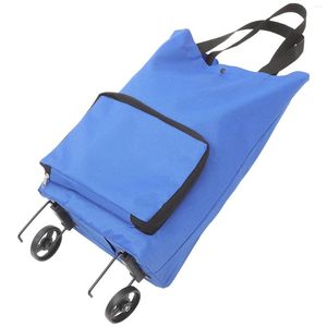 Storage Bags Tug Bag Shopping Wheel Foldable Cart Hand Strap Outdoor Oxford Cloth Large Trolley Elderly Folding