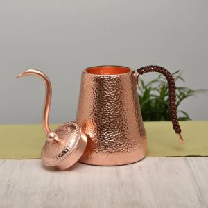 Pure Handcraft Copper Coffee Pot with Handle Teapot Kettle Hammer Pattern Drinkware