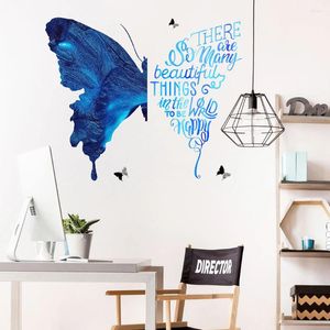 Wall Stickers Blue Butterfly Decals PVC Waterproof Adhesive Decor For Living Room Bedroom Home