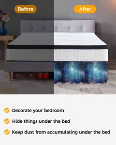 Starry Sky Stars Milky Way Bed kjol Elastisk ruffle Bed kjol mjuk bekväm wrap runt sängskyddsbäddsskydd