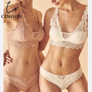 BRAS CINOON Fashion Sexig BH Set Women's Push Up Spets Underwear Panties Thin Breable Bh Set Jacquard Sexig underkläder gratis frakt