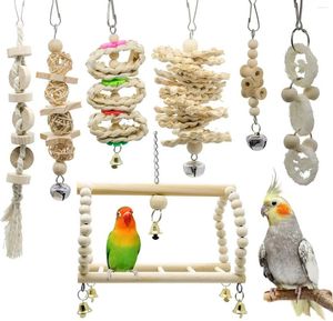 Other Bird Supplies 7 Packs Parrot Swing Chewing Toys-Hanging Bell Cage Toys Suitable For Small Parakeets Cockatiels Conures Finches Bu