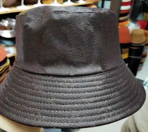 Skórzany kapelusz kubełkowy dla kobiet czapki i czapki Patchwork Drukuj kwiat skórzany wiadra Hip Hip Hop Brąz Brąz Brim Brim Fishing Casual 4242116