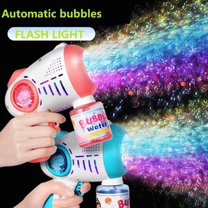 Electric Bubble Machine Flashing Light Music Automatic Bubble Blower Soap water Bubbles Maker Gun for Children Kid Outdoor Toys 240410