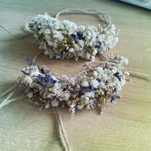 Fiori decorativi gypsophila corsage del polso per ragazze donne sposa sposa seccatura secca fiore wedding bohe accessori festeggia