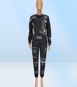 Graffiti Streetwear Trackuits Suit da due pezzi da donna tracce femminile top neri bianchi e pantaloni da donna Outfit SWEA1656454