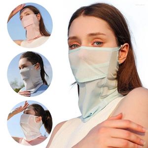 Szaliki anty-UV Sun Ochrony Mask Mash Ofel Silk twarz Bandana wielokrotnego użytku UV Sunshreen Scarf Women Mężczyźni