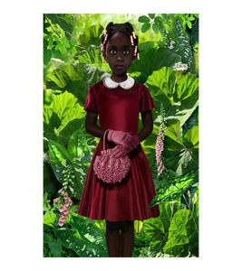 Ruud van Empel Standing In Green Painting Red Dress Poster Print Home Decor Framed Or Unframed Popaper Material2183292