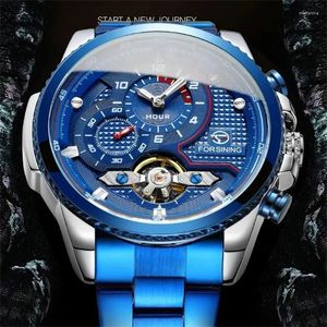 Wristwatches Watch For Men Fashion Stainless Steel Case Tourbillon Skeleton Automatic Machanical Man Watches Men's Wristwatch