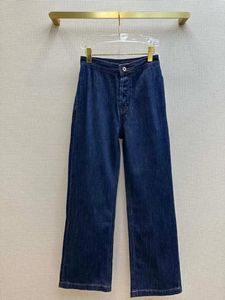 Jeans feminino Fashion Marinha azul largo calça jeans feminina Cantura alta solta Maxi Long Streetwear
