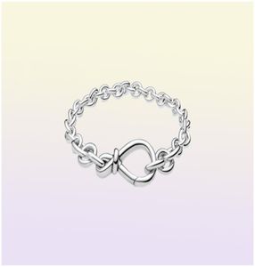 Kvinnor Fashion Chunky Infinity Knot Chain Armband 925 Sterling Silver Femme Jewelry Fit Beads Luxury Design Charm Armband Lady Gift With Original Box7888496