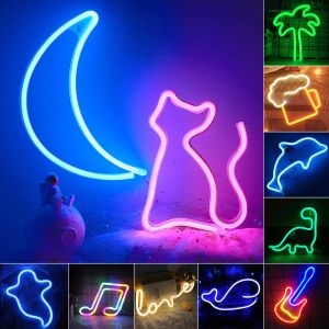 USB/بطارية LED NEON LIGH LIGHT Party Wall Art Decor Room Bar Beer Neon Lamps Wall Hanging Neon Signs Musical Night Lights