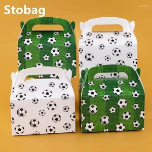 Gift Wrap StoBag Printed Football Packing Box Storage Favor Baby Birthday Shower Candy Chocolate Food Decoration Wishes 12Pcs